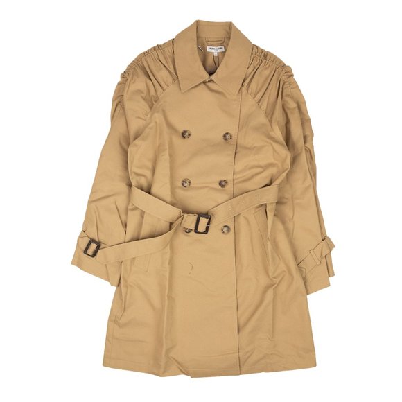 OPENING CEREMONY Sand Brown Cotton Smocked Trench Coat Size L $580 - Main Image